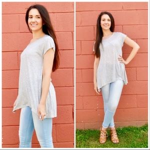 ❌❌ SOLD: Grey & White Striped Top with Side Splits